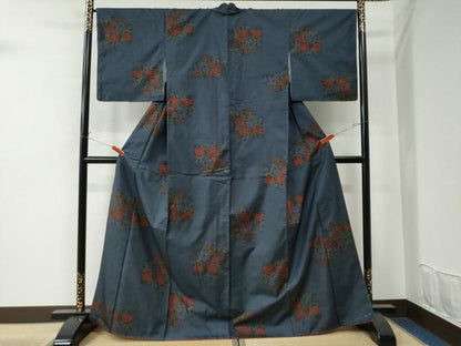 平和屋着物●本場大島紬　7マルキ　草花文　正絹　逸品　未使用　CAAU2686yc