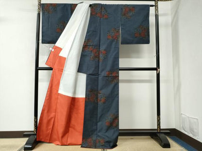 平和屋着物●本場大島紬　7マルキ　草花文　正絹　逸品　未使用　CAAU2686yc