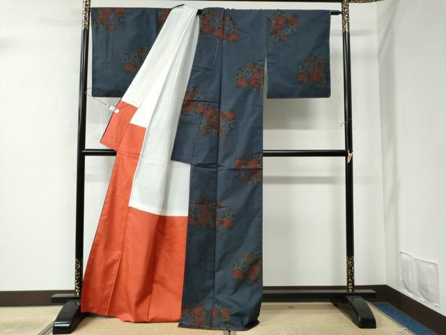 平和屋着物●本場大島紬　7マルキ　草花文　正絹　逸品　未使用　CAAU2686yc