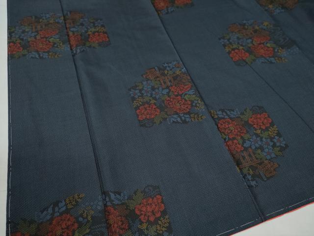 平和屋着物●本場大島紬　7マルキ　草花文　正絹　逸品　未使用　CAAU2686yc