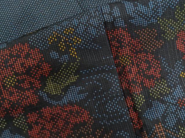 平和屋着物●本場大島紬　7マルキ　草花文　正絹　逸品　未使用　CAAU2686yc