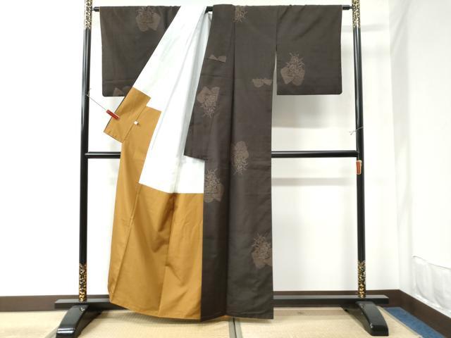 平和屋着物●本場大島紬 地空き 草花文 正絹 逸品 CAAU2701yc