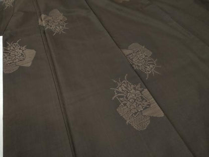 平和屋着物●本場大島紬 地空き 草花文 正絹 逸品 CAAU2701yc