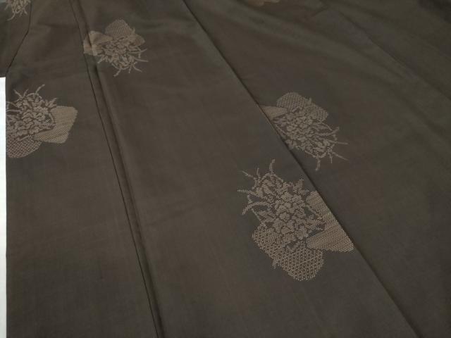 平和屋着物●本場大島紬 地空き 草花文 正絹 逸品 CAAU2701yc