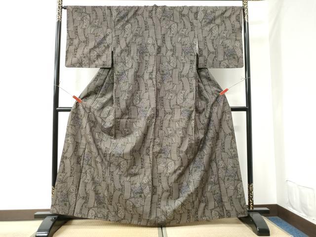 平和屋着物●本場大島紬 7マルキ 短冊草花文 正絹 逸品 CAAU2703yc
