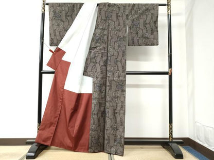 平和屋着物●本場大島紬 7マルキ 短冊草花文 正絹 逸品 CAAU2703yc