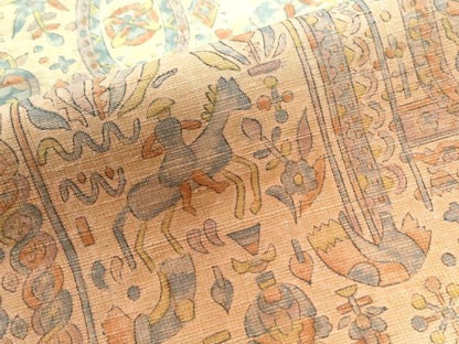 平和屋着物●上質な小紋　紬地　狩猟吉祥花文　正絹　逸品　CAAU2704yc