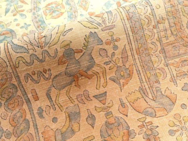 平和屋着物●上質な小紋　紬地　狩猟吉祥花文　正絹　逸品　CAAU2704yc