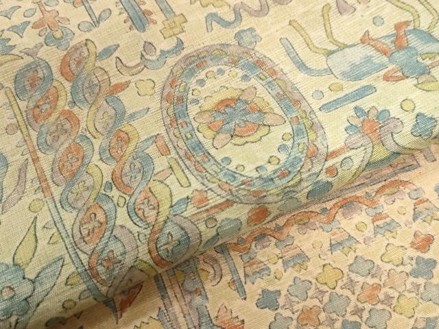 平和屋着物●上質な小紋　紬地　狩猟吉祥花文　正絹　逸品　CAAU2704yc