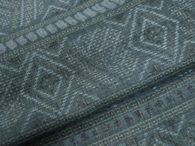 平和屋着物●結城紬 80亀甲 横段吉祥文 正絹 逸品 CAAU2712yc