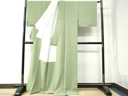 平和屋着物●上質な色無地　本草木染　伊と幸　苗色　反端付き　正絹　逸品　未使用　CAAU2740yc