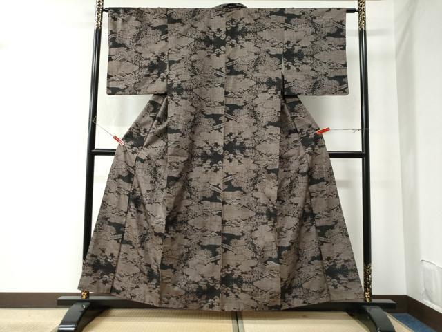 平和屋着物●本場大島紬 9マルキ 雲取り枝松文 正絹 逸品 CAAU2756yc