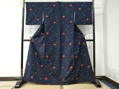 平和屋着物●上質な紬 吉祥花文 正絹 逸品 CAAU2759yc