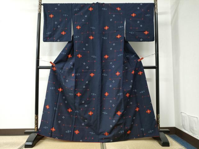 平和屋着物●上質な紬 吉祥花文 正絹 逸品 CAAU2759yc