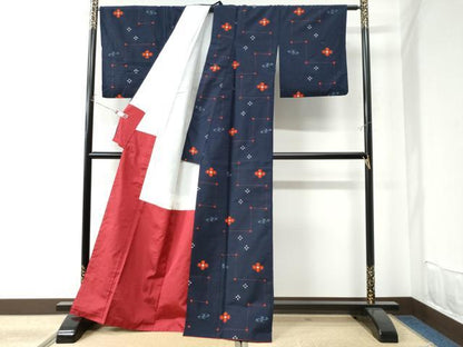 平和屋着物●上質な紬 吉祥花文 正絹 逸品 CAAU2759yc