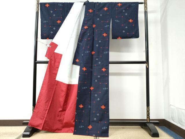 平和屋着物●上質な紬 吉祥花文 正絹 逸品 CAAU2759yc