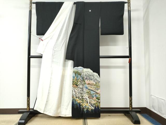 平和屋着物●本加賀友禅作家 谷崎善治 黒留袖 故郷 正絹 逸品 CAAU2797yc