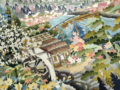 平和屋着物●本加賀友禅作家 谷崎善治 黒留袖 故郷 正絹 逸品 CAAU2797yc