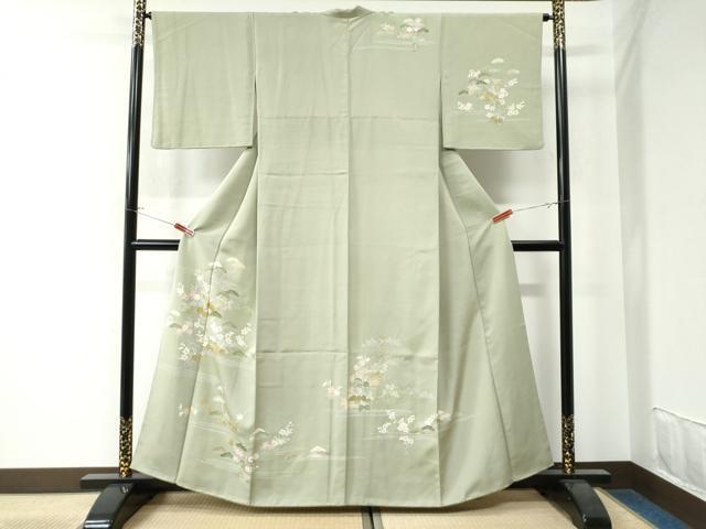 平和屋着物●創業460年・千總　訪問着　駒刺繍　霞松梅花文　金彩　松坂屋扱い　正絹　逸品　CAAU2809yc