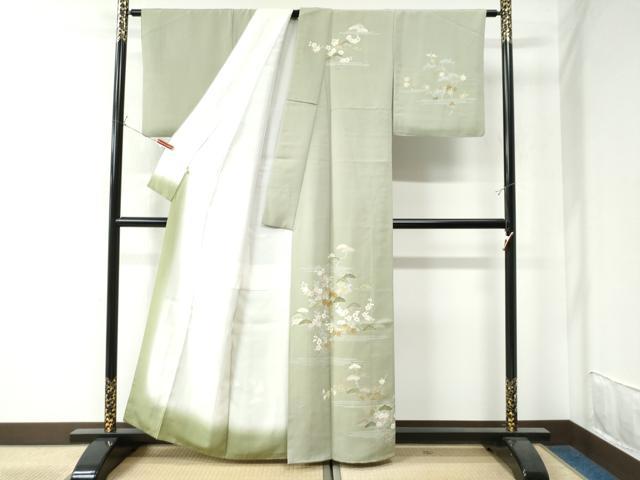 平和屋着物●創業460年・千總　訪問着　駒刺繍　霞松梅花文　金彩　松坂屋扱い　正絹　逸品　CAAU2809yc