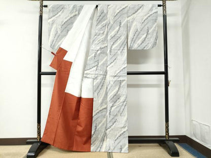 平和屋着物●上質な紬 鬘帯吉祥花文 正絹 逸品 CAAU2825yc