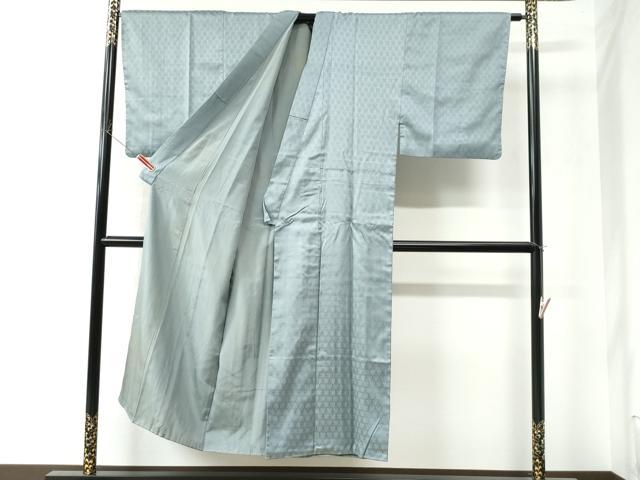 平和屋着物●男性　色無地　亀甲花地紋　秘色色　正絹　逸品　CAAU2862yc