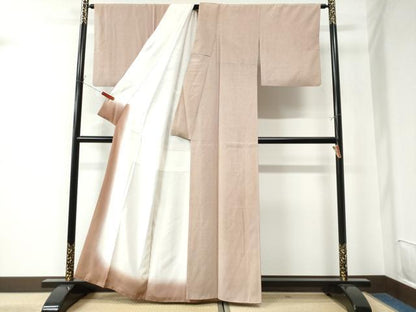 平和屋着物●江戸小紋　寺山存男　万筋　梅染色×絹鼠色　正絹　逸品　CAAU2865yc