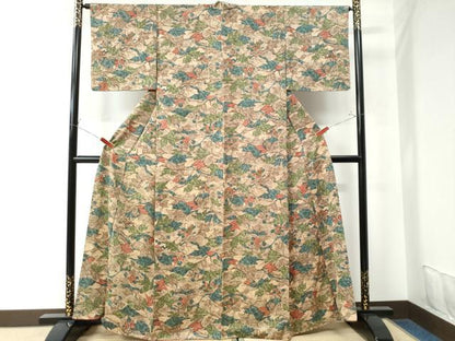 平和屋着物●上質な小紋 草花文 正絹 逸品 CAAU2887yc