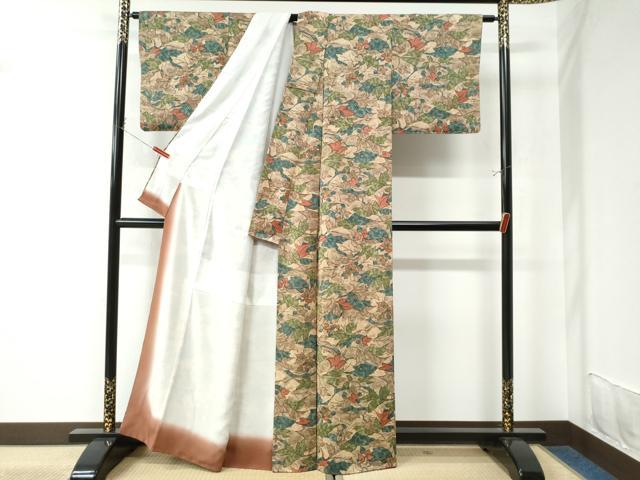 平和屋着物●上質な小紋 草花文 正絹 逸品 CAAU2887yc