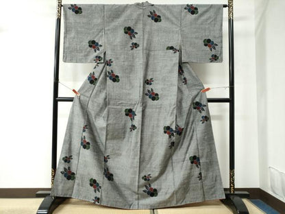 平和屋着物●上質な紬 草花文  正絹 逸品 未使用 CAAU2899yc