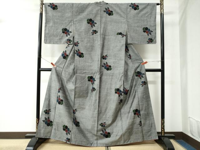 平和屋着物●上質な紬 草花文  正絹 逸品 未使用 CAAU2899yc