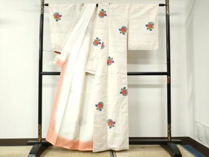 平和屋着物●上質な紬 椿 正絹 逸品 CAAU2910yc