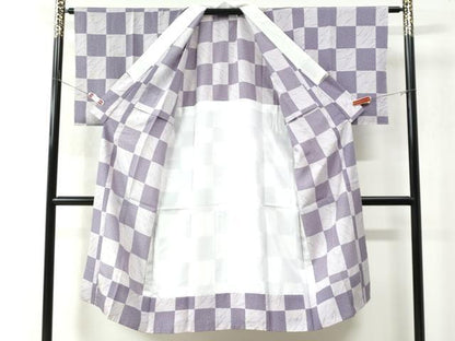 平和屋着物●長襦袢　無双仕立て　市松吉祥文　正絹　逸品　未使用　CAAU2912yc