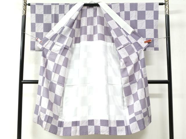 平和屋着物●長襦袢　無双仕立て　市松吉祥文　正絹　逸品　未使用　CAAU2912yc