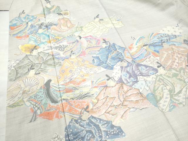 平和屋着物●色留訪問着　本場大島紬　白大島　9マルキ　総絣　三十六歌仙　正絹　逸品　未使用　CAAU2915yc