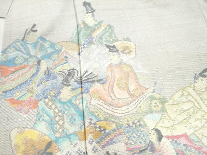 平和屋着物●色留訪問着　本場大島紬　白大島　9マルキ　総絣　三十六歌仙　正絹　逸品　未使用　CAAU2915yc