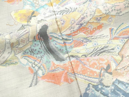 平和屋着物●色留訪問着　本場大島紬　白大島　9マルキ　総絣　三十六歌仙　正絹　逸品　未使用　CAAU2915yc