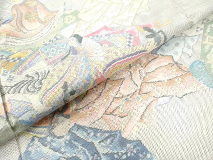 平和屋着物●色留訪問着　本場大島紬　白大島　9マルキ　総絣　三十六歌仙　正絹　逸品　未使用　CAAU2915yc