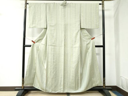 平和屋着物●極上　お召　縞　黄金糸　正絹　逸品　CAAU2935yc