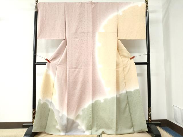 平和屋着物●訪問着 雪輪文 舞花地紋 暈し染め 正絹 逸品 CAAU2949yc