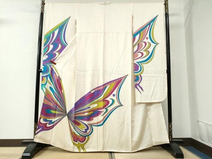 平和屋着物●染色の魔術師　染乃座・大久保玄才　そめのざ玄才　振袖　舞蝶文　正絹　逸品　CAAU2958yc