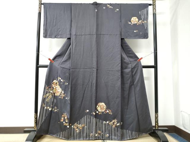 平和屋着物●訪問着 駒刺繍 鏡裏花文 正絹 逸品 CAAU2961yc
