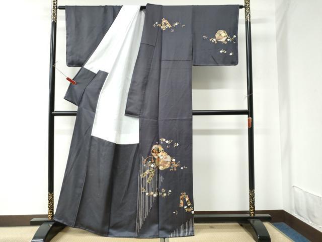 平和屋着物●訪問着 駒刺繍 鏡裏花文 正絹 逸品 CAAU2961yc