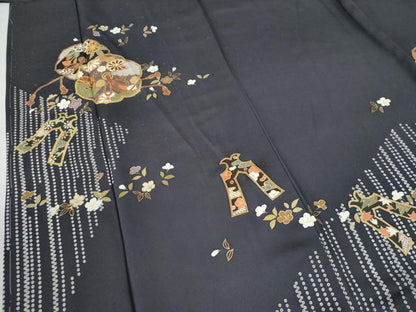 平和屋着物●訪問着 駒刺繍 鏡裏花文 正絹 逸品 CAAU2961yc