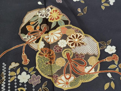平和屋着物●訪問着 駒刺繍 鏡裏花文 正絹 逸品 CAAU2961yc