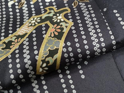 平和屋着物●訪問着 駒刺繍 鏡裏花文 正絹 逸品 CAAU2961yc