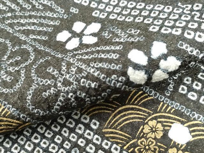 平和屋着物●訪問着　駒刺繍　絞り　源氏香　折り鶴　舞花文　銀通し地　正絹　逸品　CAAU2962yc