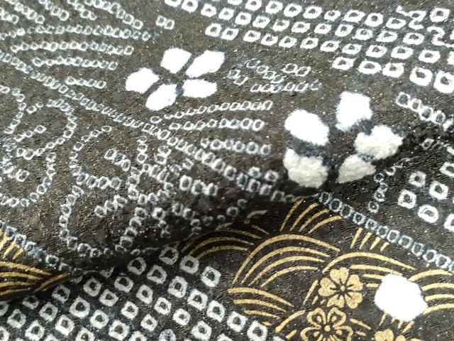 平和屋着物●訪問着　駒刺繍　絞り　源氏香　折り鶴　舞花文　銀通し地　正絹　逸品　CAAU2962yc