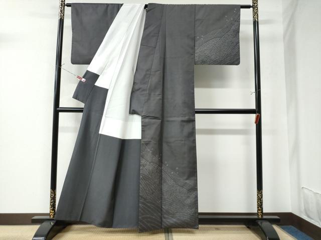 平和屋着物●訪問着 本場染大島紬 立波舞花弁文 正絹 逸品 CAAU2973yc