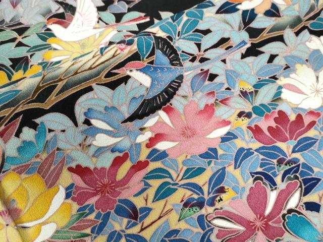 平和屋着物●豪華黒留袖　友禅　作家物　花鳥文　正絹　逸品　CAAU2980yc
